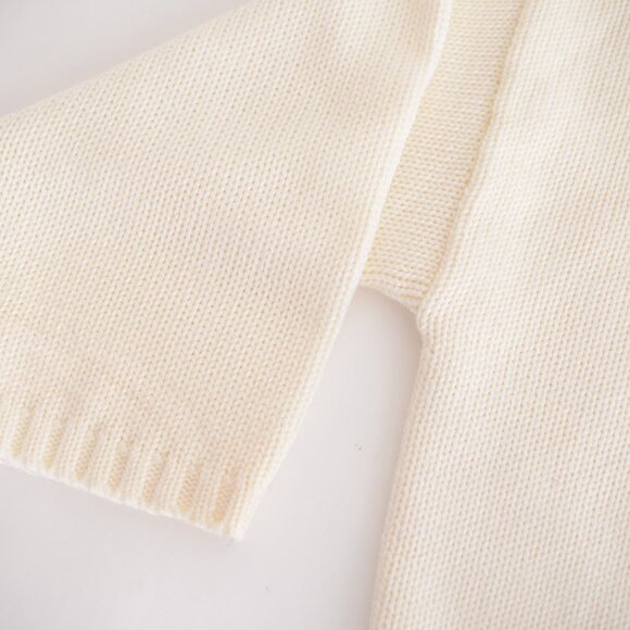 Vintage Lee Wright Cream 16% Wool Knit Button Cropped Cardigan Sweater M - Picture 9 of 10